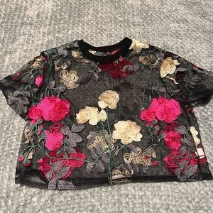 Floral embellished crop top